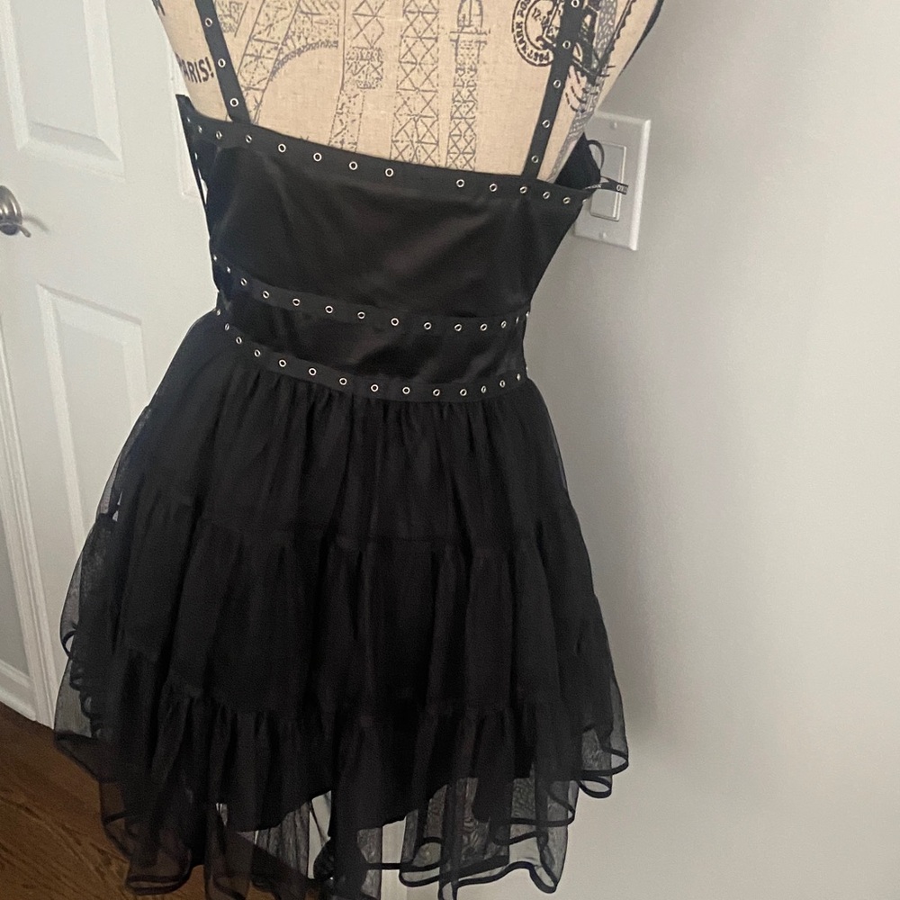 XOXO Black Studded gothic Mini Dress size-7 - Picture 4 of 8